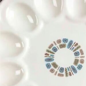 Rare Canonsburg Temporama Deviled Egg Platter - MCM Atomic Era Cream Dozen Tray